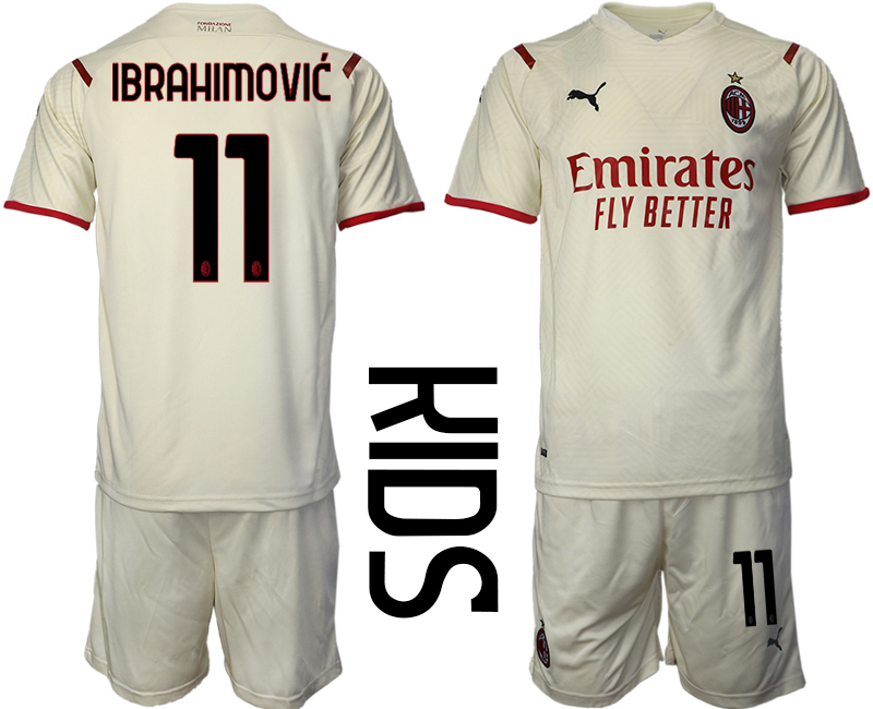 Youth 2021-2022 Club AC Milan away cream #11 Soccer Jersey->customized soccer jersey->Custom Jersey